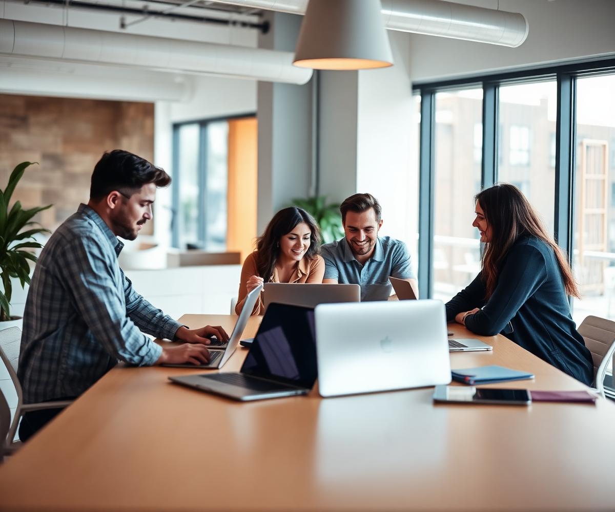 Digital marketing specialists reviewing campaign performance together
